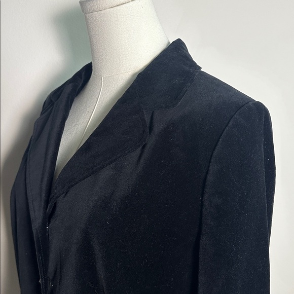 Vintage Womens Velvet Classic Tailored Whimsigoth Dark Academia Blazer 12 Black - Picture 4 of 8